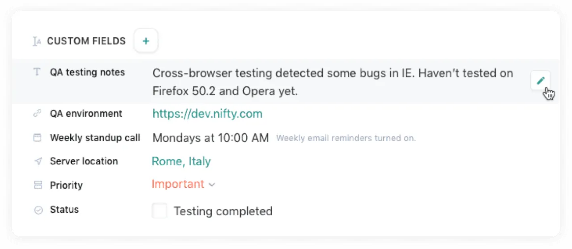 Add custom data fields
