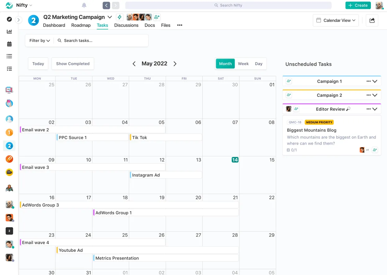 Screenshot illustrating Calendar View