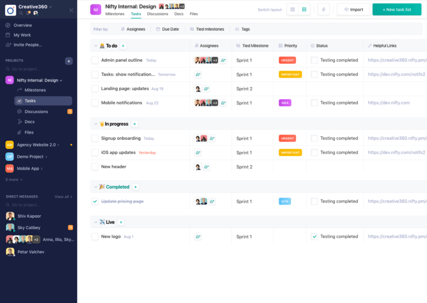 Table View in Nifty