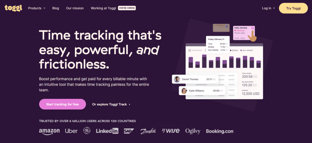 task tracking software, Toggl