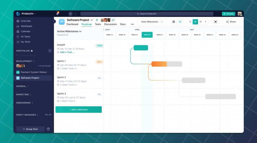 Project roadmap template view in Nifty