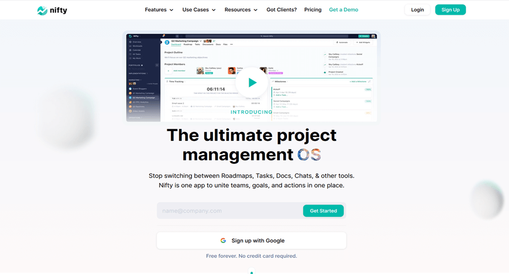 01 project management tools for small business - Nifty