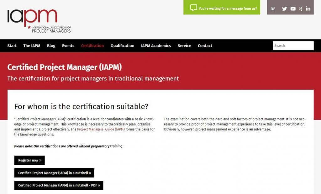 Certified Project Manager (IAPM)