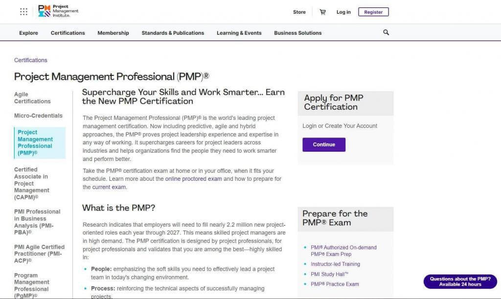 PMI Project Management Professional (PMP).