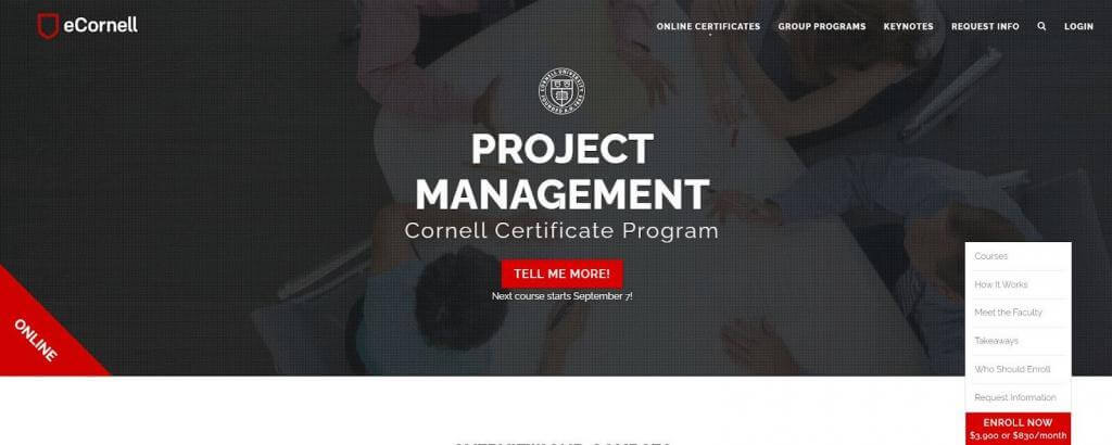 ecornell Project Management Certificate Program.