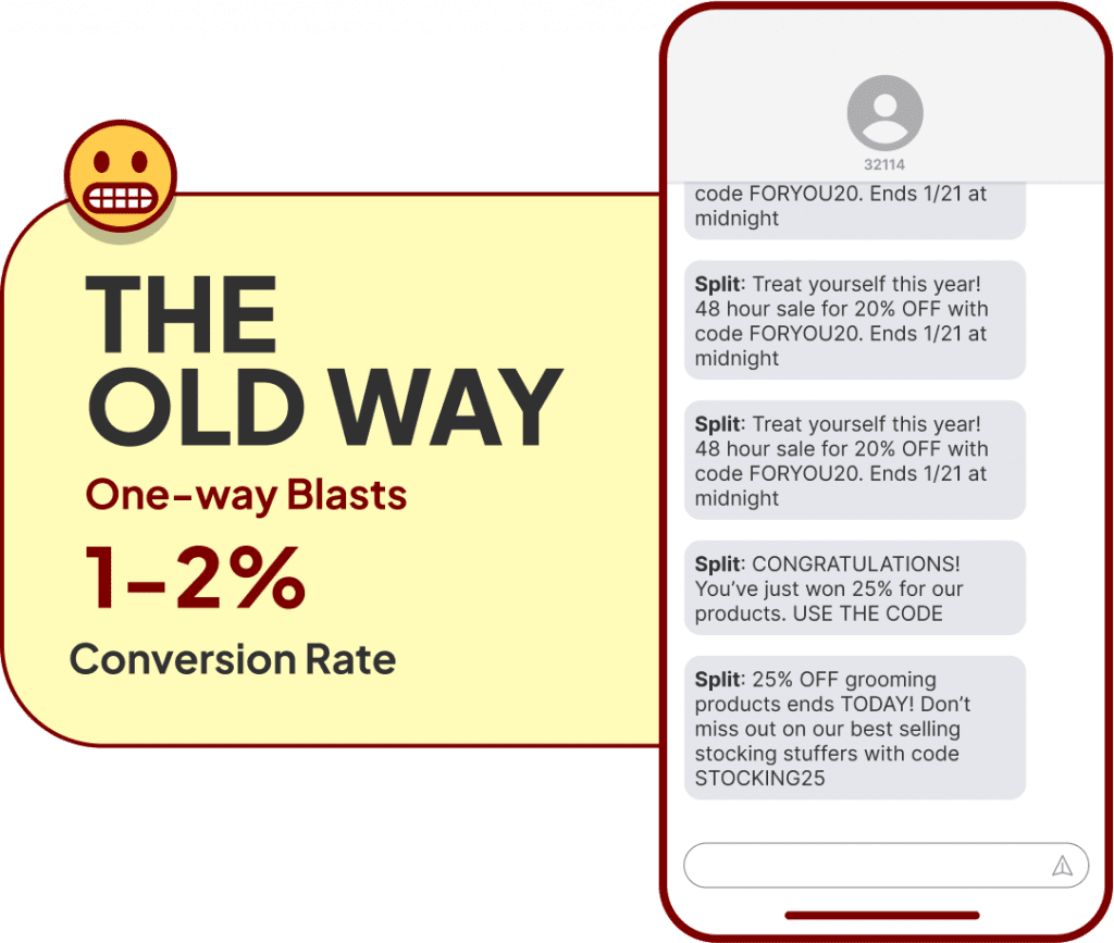 old vs. new messaging example