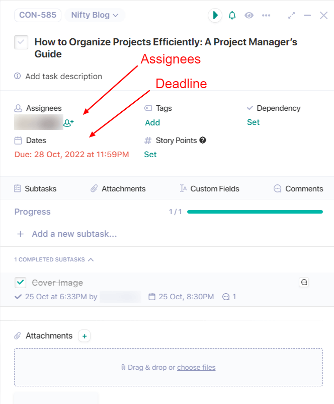how to set deadlines in Nifty to Organize Projects Efficiently