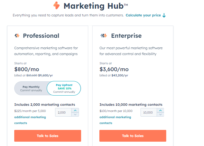 Hubspot's pricing