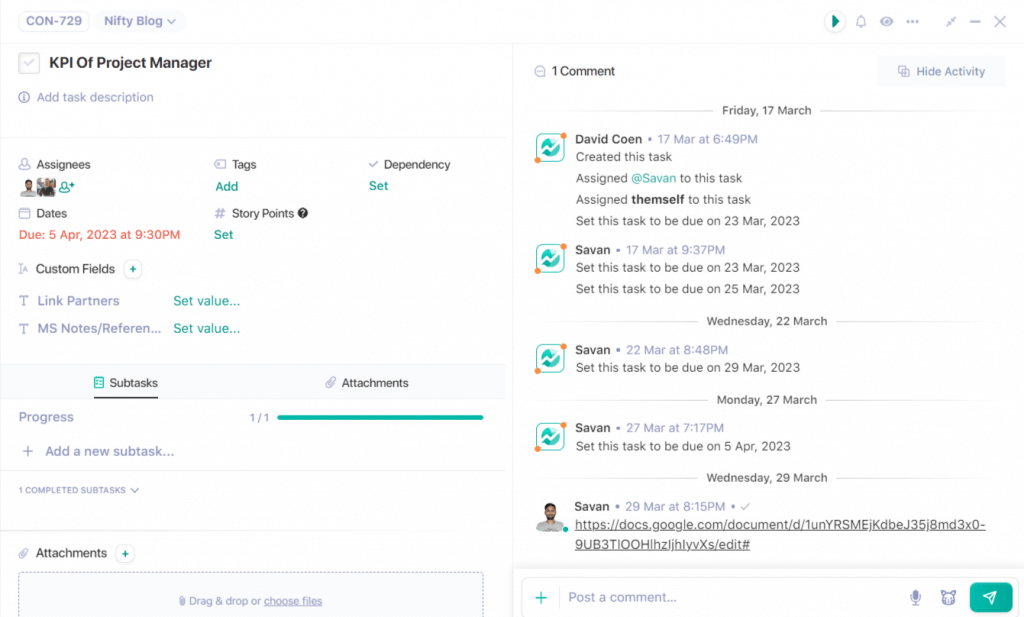 Task submission history