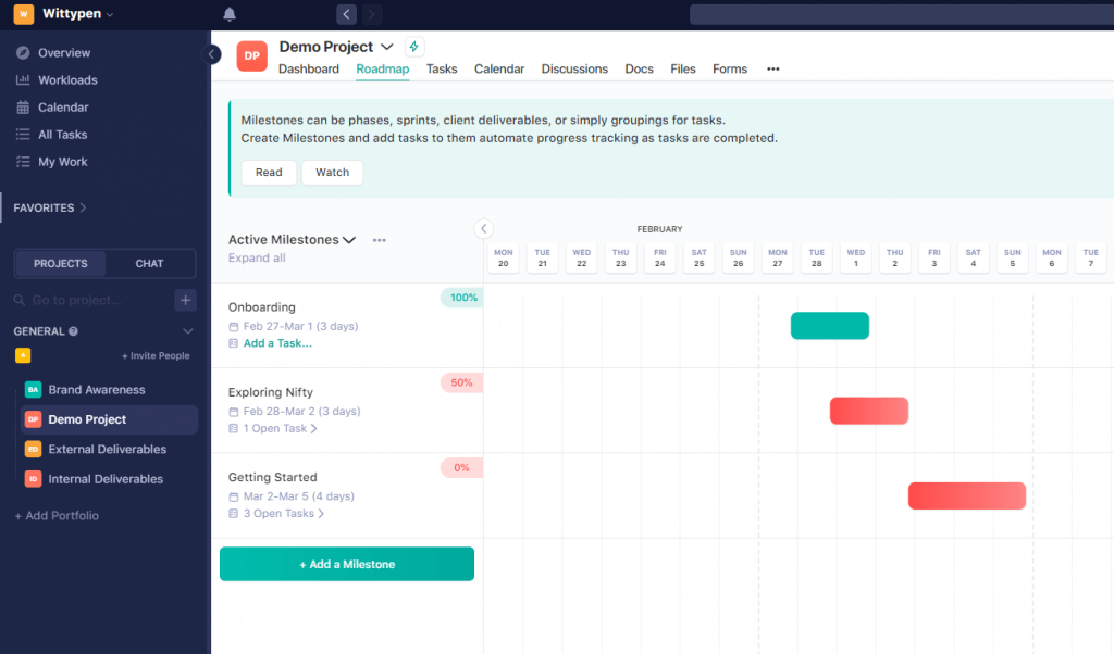 Action items through a centralized dashboard.