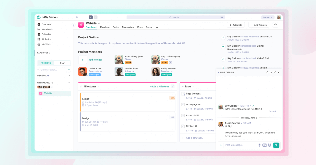 Nifty, the ideal team management software
