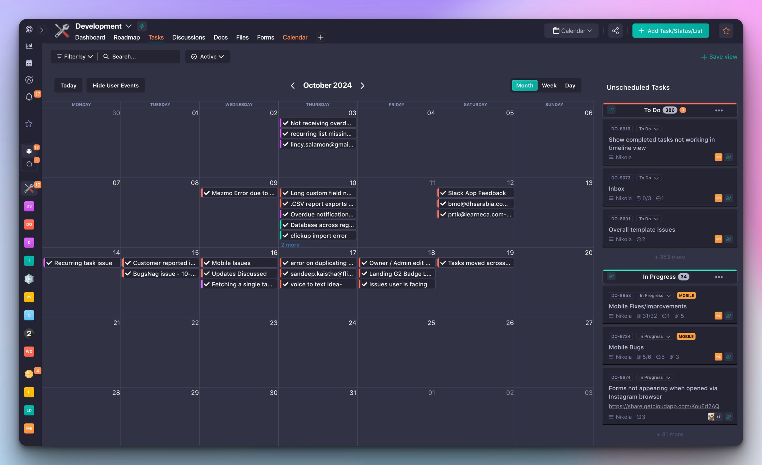 project calendar