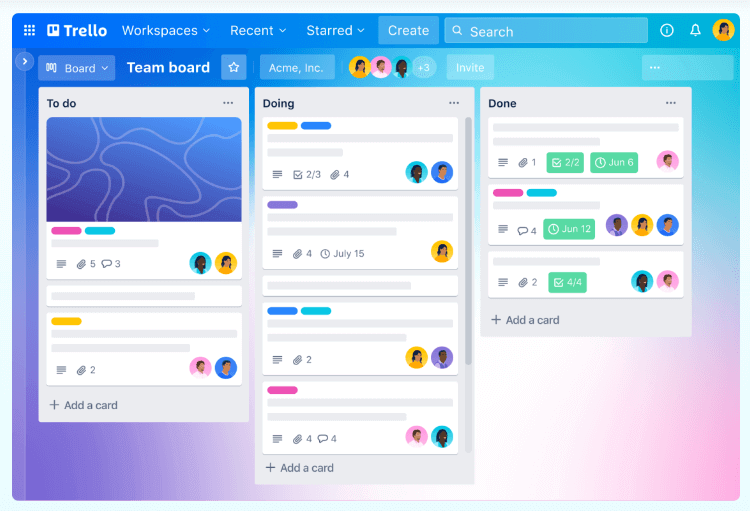 Trello for team management