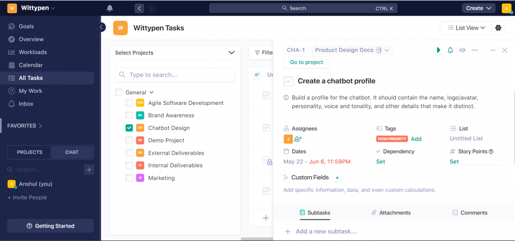 set priorities and deadlines in Nifty