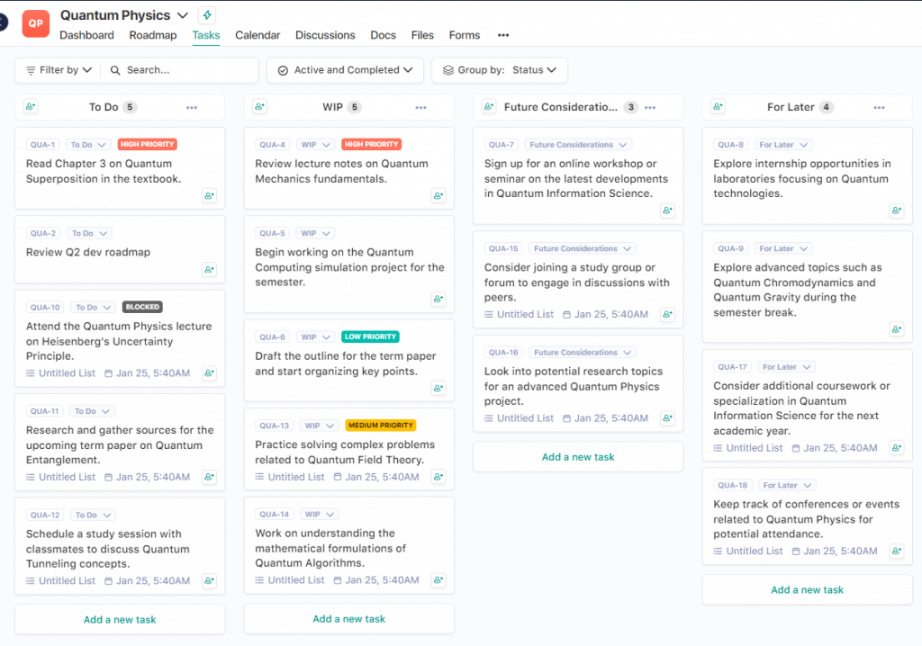 Task Management capability in AI tool for students