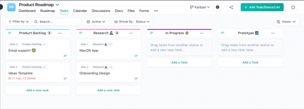 Product Roadmap create in Nifty