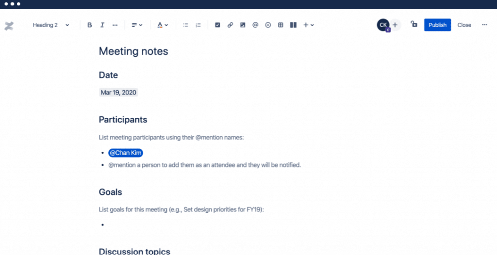 Meeting Notes Template by Atlassian