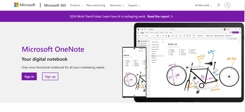 Microsoft Onenote, free notion alternative
