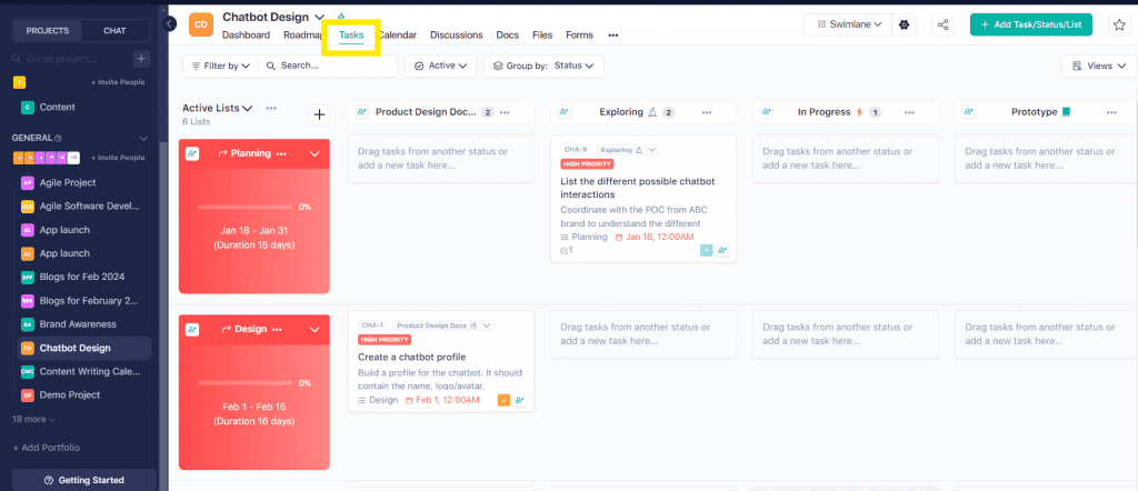 Task management feature in Nifty