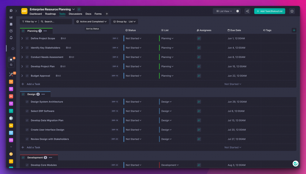 Nifty ERP Software List View