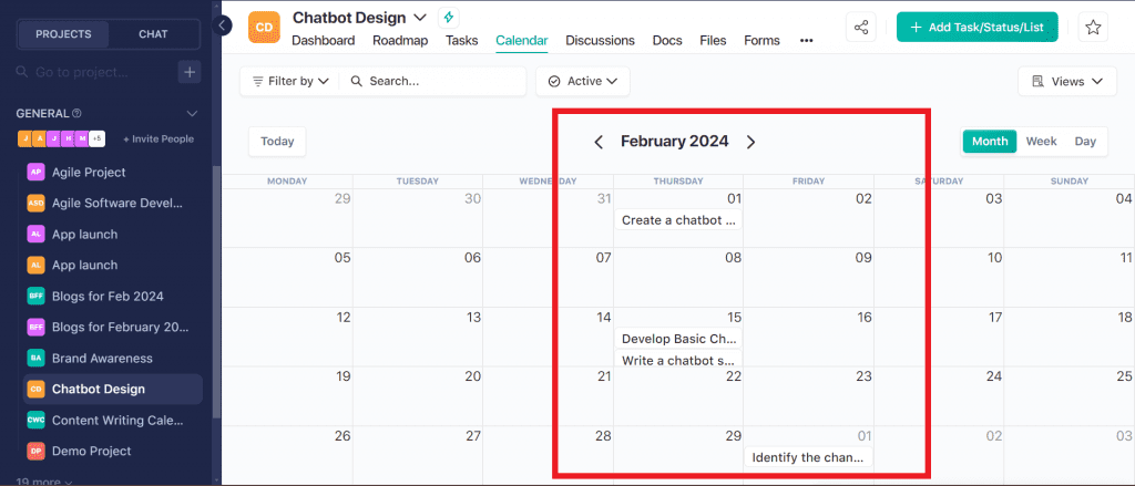 calendar feature in Nifty