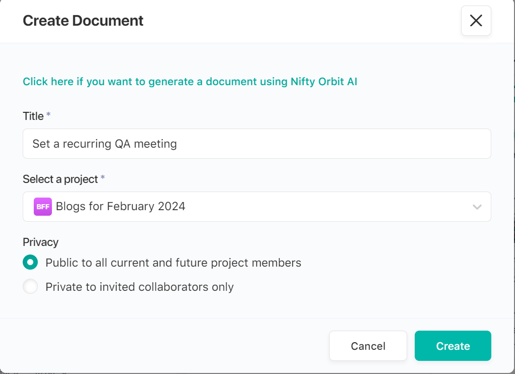 document management capability in Nifty