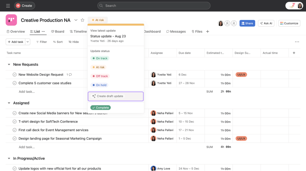 Asana, AI Project Management Software