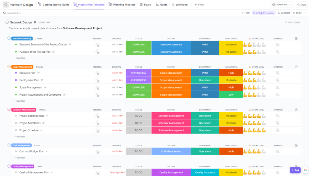 ClickUp Project Work Plan Template