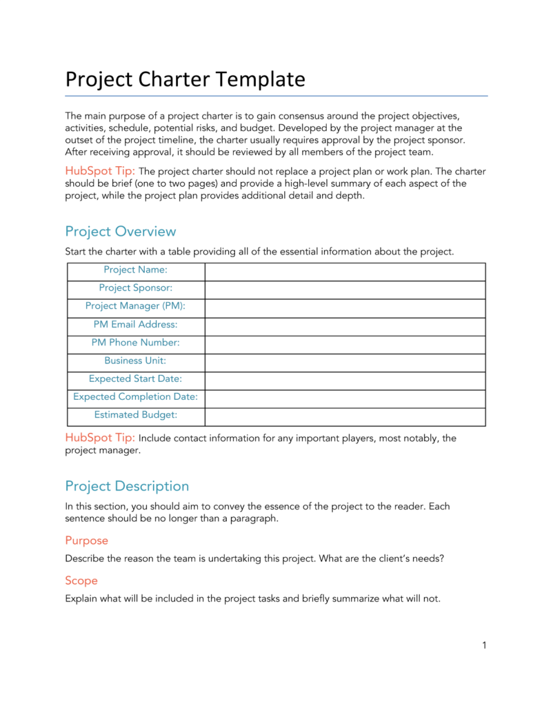 Project charter example