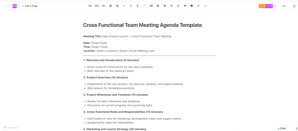 Cross-Functional Team Meeting Agenda Template 