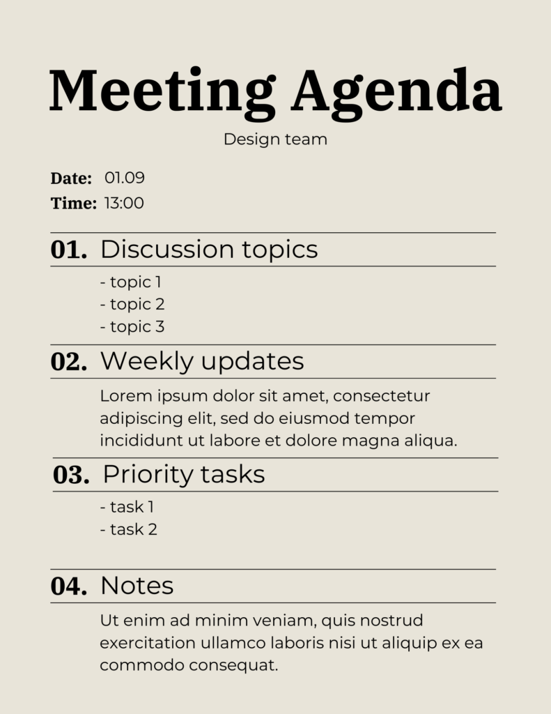 Meeting Agenda Template by Canva