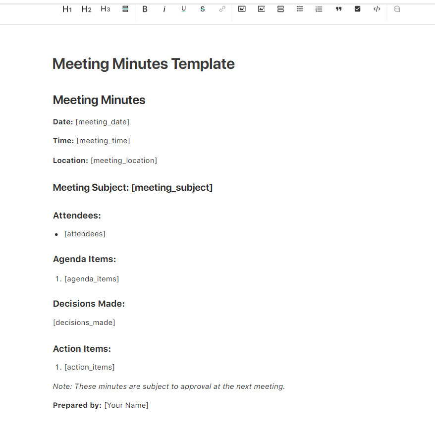 Meeting Minutes Template