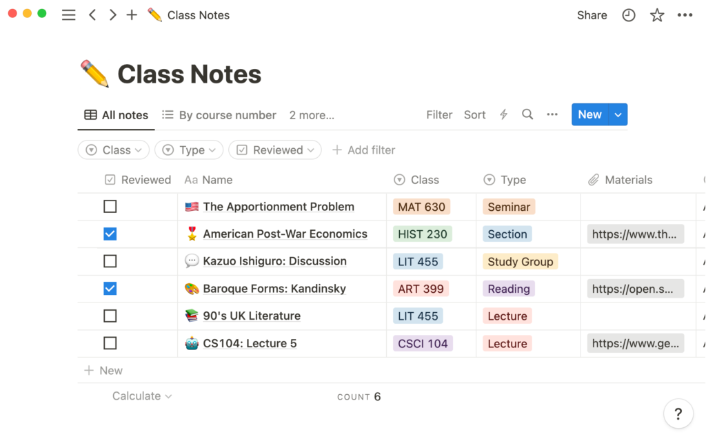 Notion - Class Notes