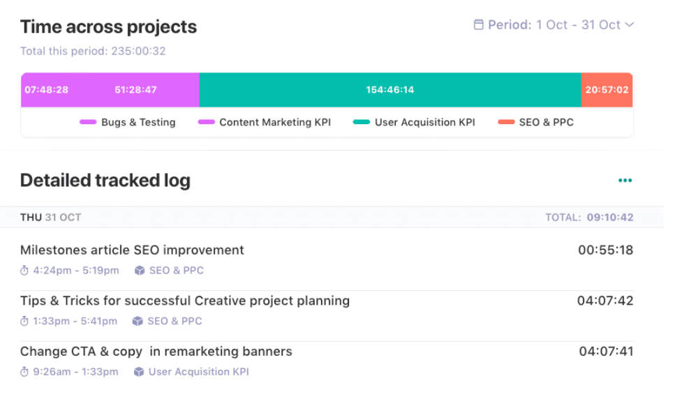 view a team member’s detailed logged hours