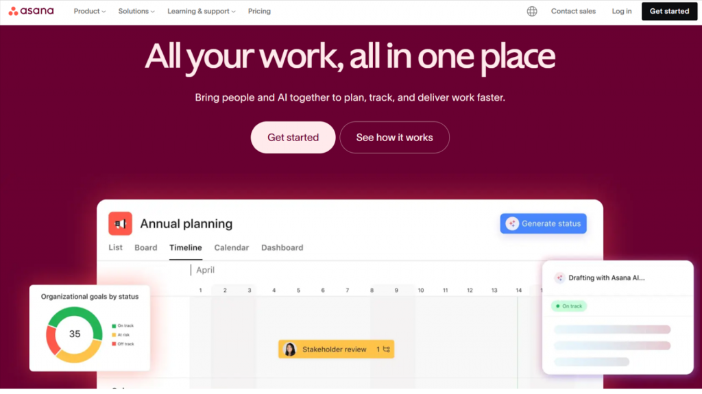 Asana -  project management software for Structured Cross-Team Work