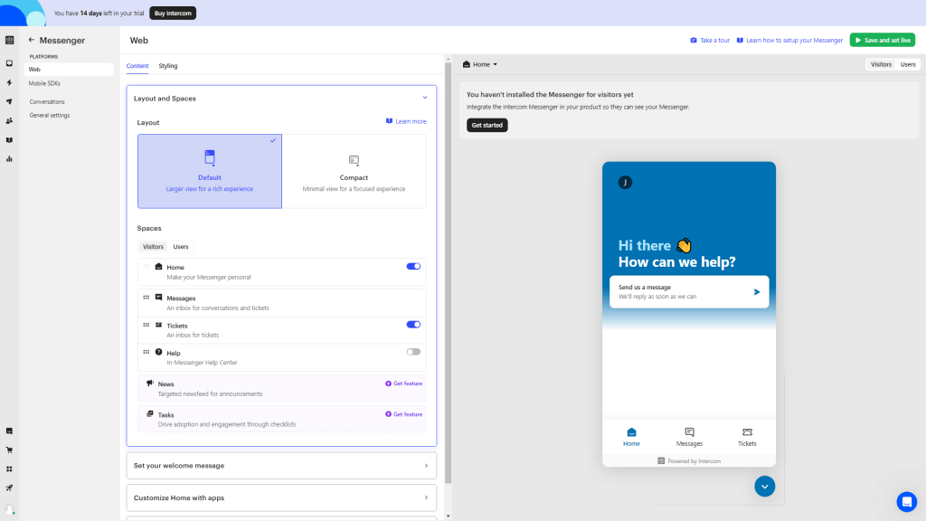 Intercom for conversational support