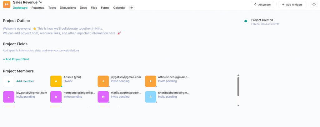 Nifty customizable dashboard