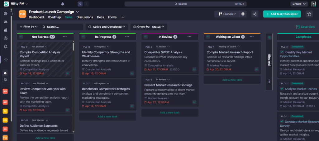 Nifty - project management SaaS