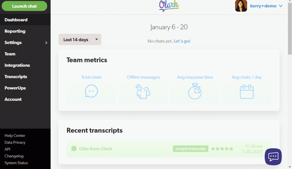 Olark for live chat