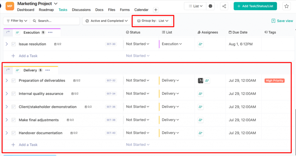 Delivery Milestones