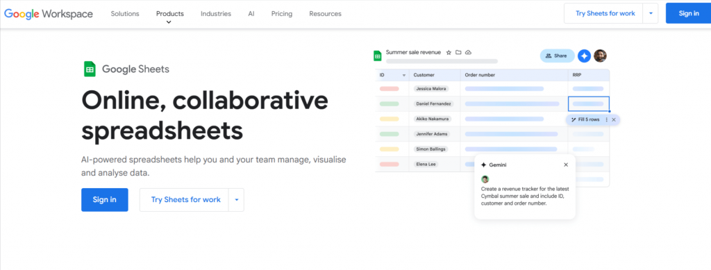 Google Sheets