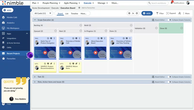Nimble - Agile project management dashboard