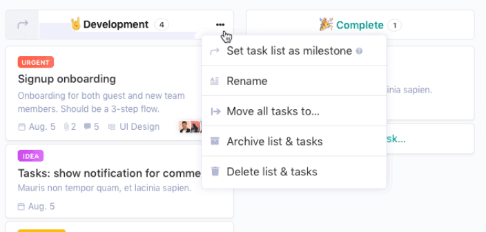 Convert Tasklists into Milestones